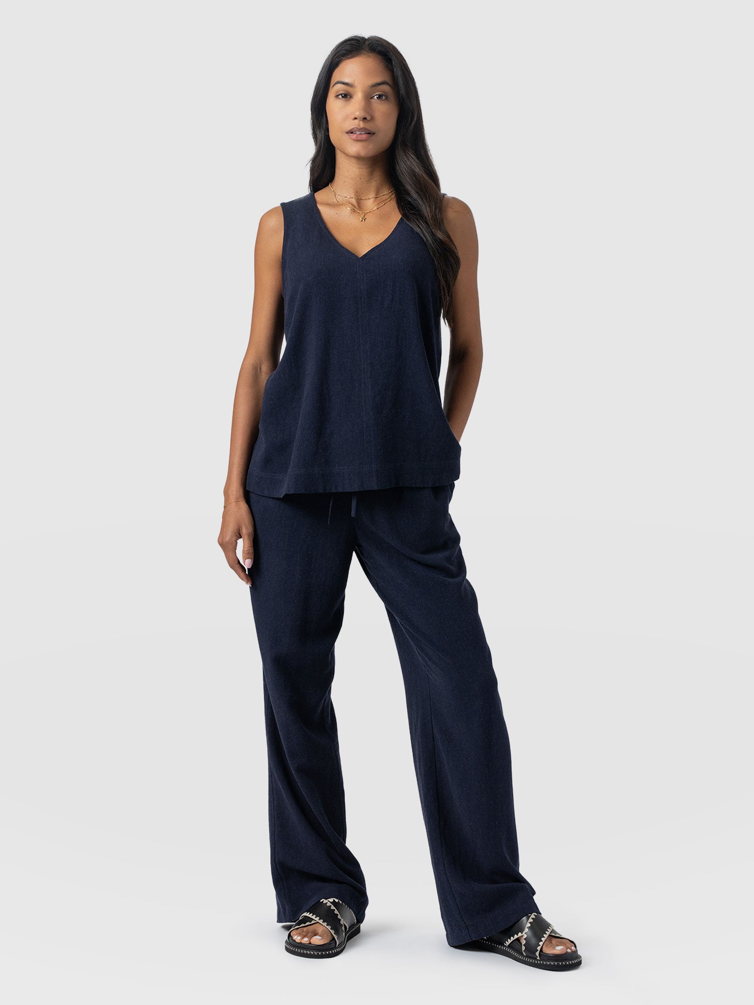 Corinne Linen Pant - Navy - Women's Pants | Saint + Sofia® USA